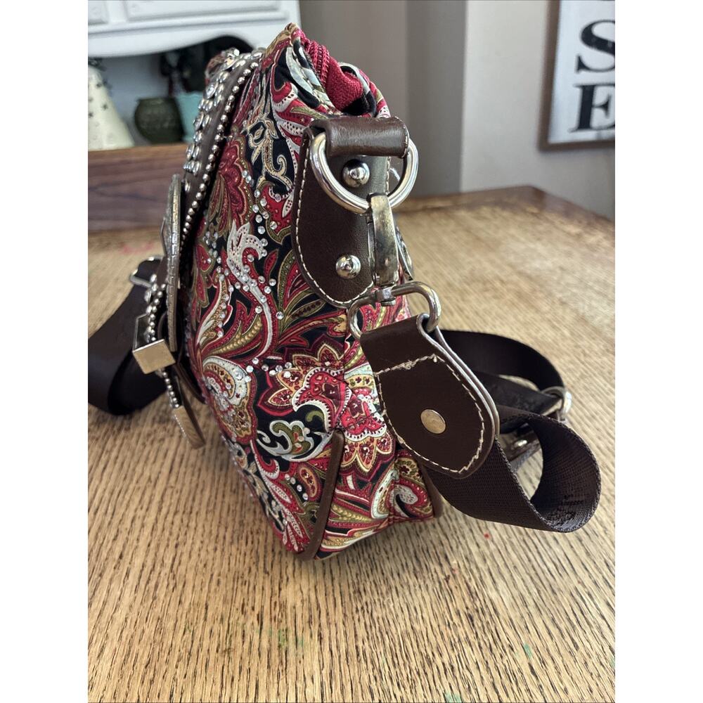 Montana West Red Paisley Crossbody Rhinestones Concealed Carry Western Cowboy - Picture 3 of 14